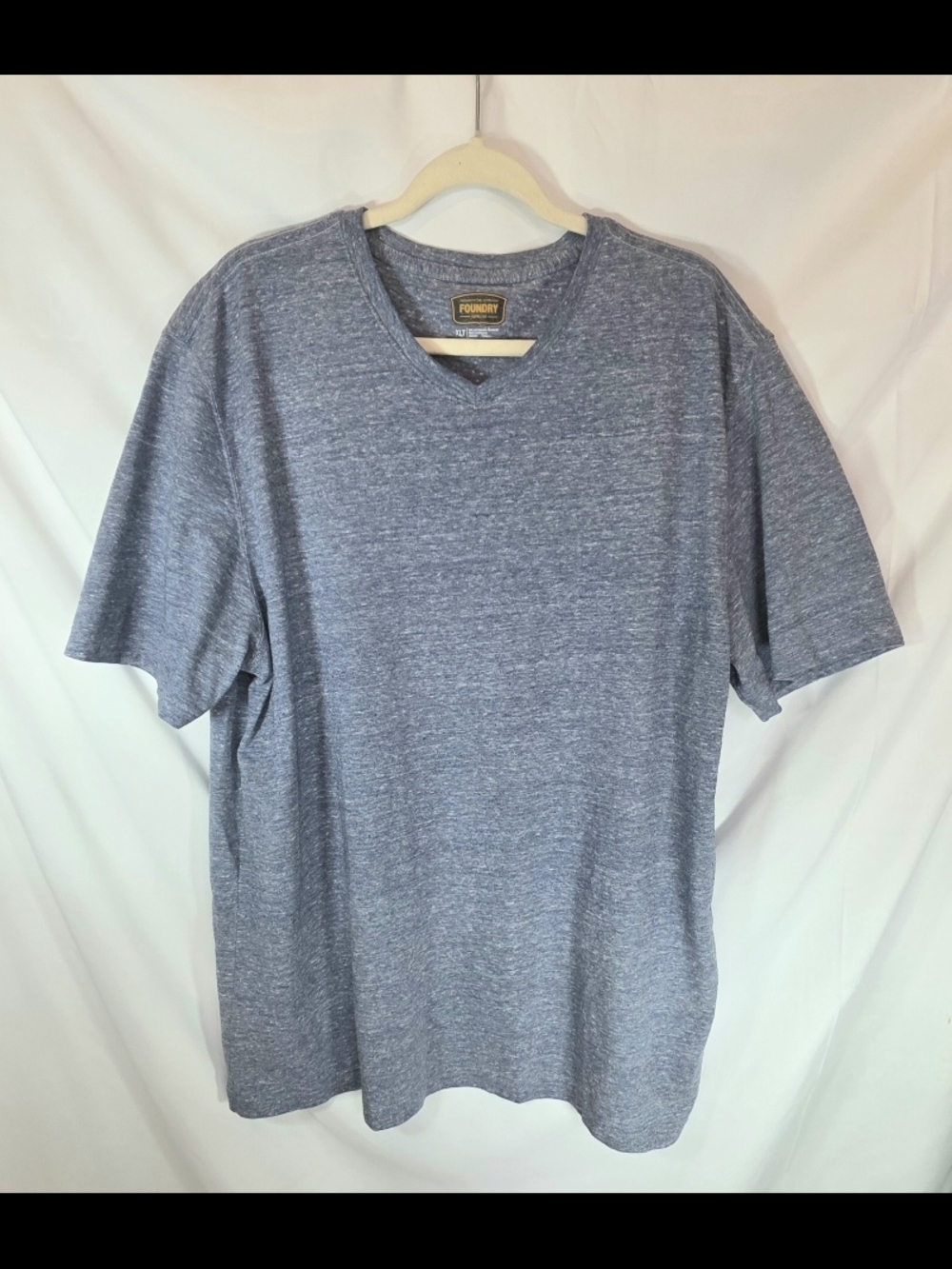 The Foundry Supply Co. Men's Heather Blue Speckled V-Neck T-Shirt Size XLT